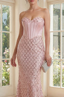 Load image into Gallery viewer, Sparkly Basque Waist Blush Long Corset Mermaid Formal Dress with Sequin