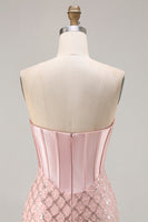 Load image into Gallery viewer, Sparkly Blush Mermaid Sweetheart Long Corset Prom Dress with Sequins