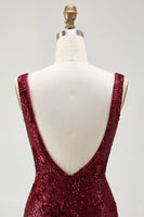 Load image into Gallery viewer, Sparkly Navy Sequin Mermaid Long Prom Dress with Slit