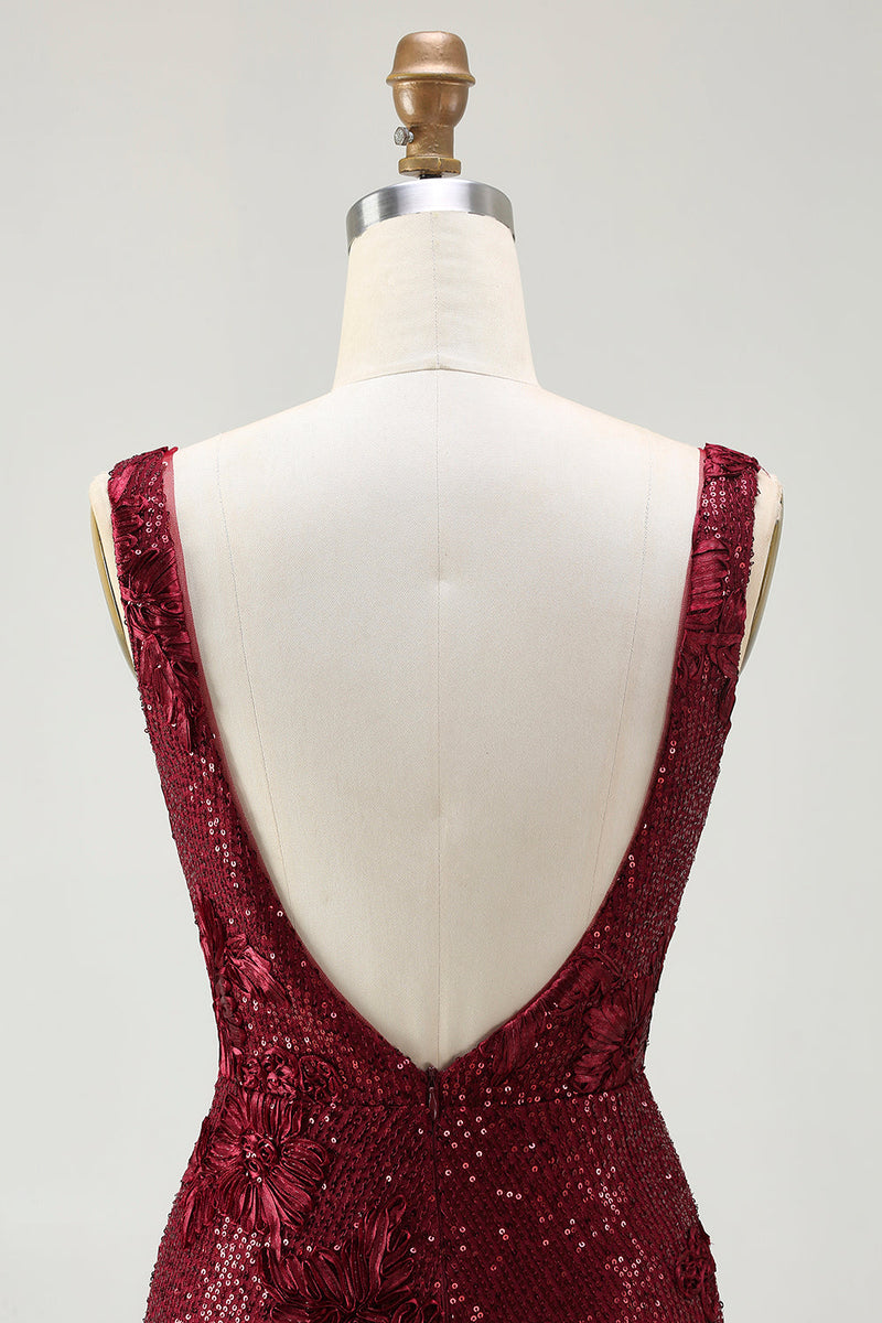 Load image into Gallery viewer, Sparkly Navy Sequin Mermaid Long Prom Dress with Slit