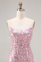 Load image into Gallery viewer, Sparkly Pink Mermaid Long Sequin Prom Dress with Slit
