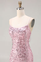 Load image into Gallery viewer, Sparkly Pink Mermaid Long Sequin Prom Dress with Slit