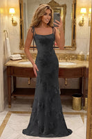 Load image into Gallery viewer, Floral Hot Pink Mermaid Spaghetti Straps Long Prom Dress