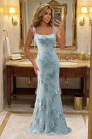 Load image into Gallery viewer, Floral Hot Pink Mermaid Spaghetti Straps Long Prom Dress