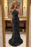 Load image into Gallery viewer, Floral Mermaid Hot Pink Halter Long Prom Dress