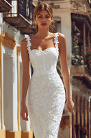 Load image into Gallery viewer, Ivory Bodycon Thick Straps Midi Lace Engagement Dress
