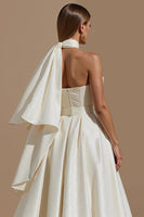 Load image into Gallery viewer, White A Line Sweetheart Midi Engagement Dress with Belt
