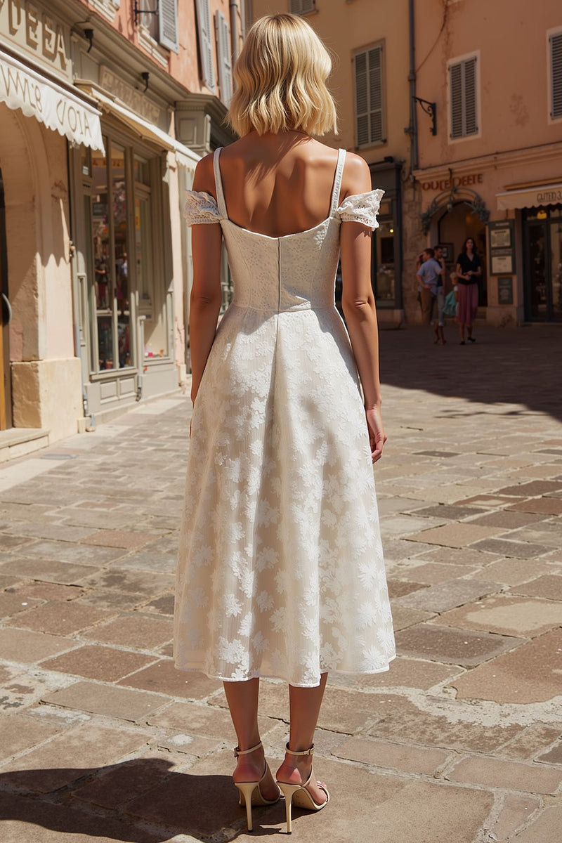 Load image into Gallery viewer, Ivory Cold Shoulder Floral Maxi Engagement Dress