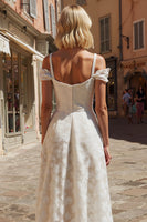 Load image into Gallery viewer, Ivory Cold Shoulder Floral Maxi Engagement Dress