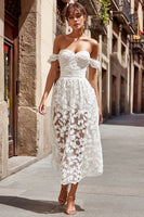 Load image into Gallery viewer, Ivory A Line Appliqued Floral Boho Maxi Wedding Dress