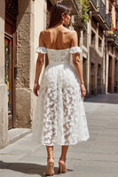 Load image into Gallery viewer, Ivory A Line Appliqued Floral Boho Maxi Wedding Dress