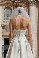 Load image into Gallery viewer, White Sweetheart A Line Mini Wedding Dress with Belt