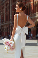 Load image into Gallery viewer, White Bodycon V-Neck Backless Midi Engagement Dress with Bow