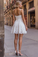 Load image into Gallery viewer, White Lace A Line Sweetheart Short Bachelorette Dress