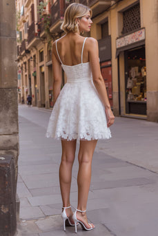 White Lace A Line Sweetheart Short Bachelorette Dress