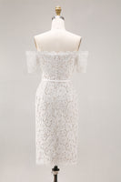 Load image into Gallery viewer, Ivory Lace Off the Shoulder Bodycon Boho Midi Engagement Dress