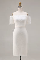 Load image into Gallery viewer, Ivory Lace Off the Shoulder Bodycon Boho Midi Engagement Dress
