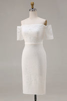 Load image into Gallery viewer, Ivory Lace Off the Shoulder Bodycon Boho Midi Engagement Dress