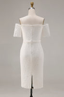 Load image into Gallery viewer, Ivory Lace Off the Shoulder Bodycon Boho Midi Engagement Dress
