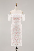 Load image into Gallery viewer, Ivory Lace Off the Shoulder Bodycon Boho Midi Engagement Dress