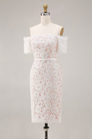Load image into Gallery viewer, Ivory Lace Off the Shoulder Bodycon Boho Midi Engagement Dress