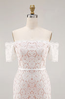 Load image into Gallery viewer, Ivory Lace Off the Shoulder Bodycon Boho Midi Engagement Dress