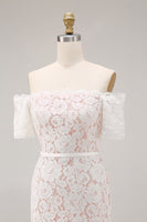 Load image into Gallery viewer, Ivory Lace Off the Shoulder Bodycon Boho Midi Engagement Dress