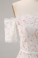 Load image into Gallery viewer, Ivory Lace Off the Shoulder Bodycon Boho Midi Engagement Dress
