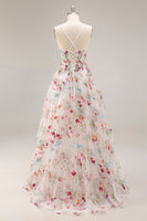 Load image into Gallery viewer, Sparkly Champagne Corset Flowers A-Line Long Prom Dress