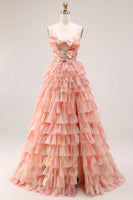 Load image into Gallery viewer, Sunset A Line Long Ruffled Prom Dress with Slit