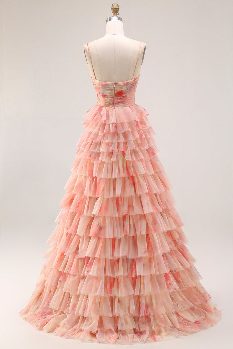 Load image into Gallery viewer, Sunset A Line Long Ruffled Prom Dress with Slit