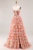 Load image into Gallery viewer, Sunset A Line Long Ruffled Prom Dress with Slit