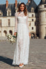 Load image into Gallery viewer, Ivory High Neck Sheath Long Boho Wedding Dress with Sleeves