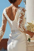 Load image into Gallery viewer, Ivory Appliqued Bodycon Midi Wedding Dress with Sleeves