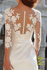 Load image into Gallery viewer, Ivory Appliqued Sheath Long Wedding Dress with Slit