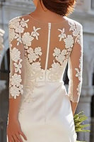 Load image into Gallery viewer, Ivory Appliqued Sheath Long Wedding Dress with Slit