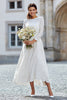 Load image into Gallery viewer, Ivory Lace A Line Long Sleeves Engagement Dress