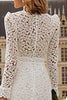 Load image into Gallery viewer, Ivory Ruffled High Neck Lace Midi Engagement Dress with Sleeves