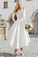 Load image into Gallery viewer, Ivory Boat Neck A Line High-Low Engagement Dress with Pockets
