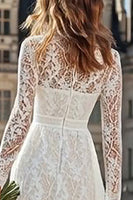 Load image into Gallery viewer, Ivory Lace Floor Length High Neck Wedding Dress with Sleeves