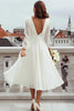 Load image into Gallery viewer, Ivory V-Neck A Line Midi Engagement Dress with Slit