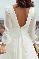 Load image into Gallery viewer, Ivory V-Neck A Line Midi Engagement Dress with Slit