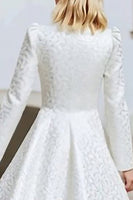 Load image into Gallery viewer, Ivory Round Neck A Line High-Low Wedding Dress with Sleeves