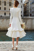 Load image into Gallery viewer, Ivory Midi A Line Long Sleeves Bridal Dress with Ruffles