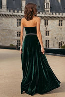 Load image into Gallery viewer, Sparkly Dark Green Halter Maxi Velvet Holiday Party Dress