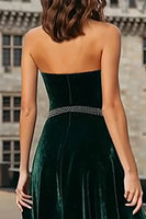 Load image into Gallery viewer, Sparkly Dark Green Halter Maxi Velvet Holiday Party Dress
