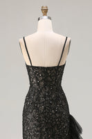 Load image into Gallery viewer, Sparkly Black Beaded Mermaid Long Corset Prom Dress with Ruffles