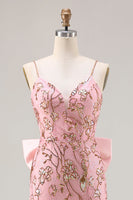 Load image into Gallery viewer, Sparkly Floral Pink Sequin Mermaid Long Prom Dress with Slit