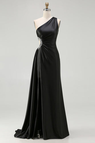 Sparkly Black Cut Out Long Prom Dress with Rhinestones