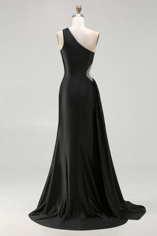 Sparkly Black Cut Out Long Prom Dress with Rhinestones